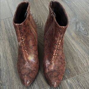 BCBGeneration Brown Snake Print Ankle Booties